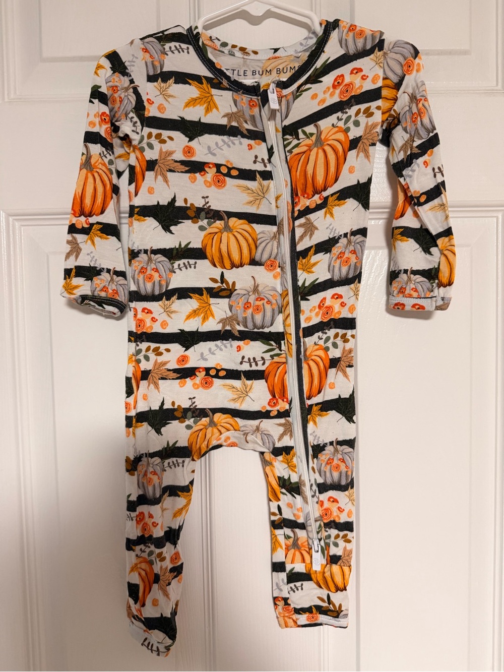 Pumpkin Stripe Baby Zippered Footless Sleeper - Bamboo